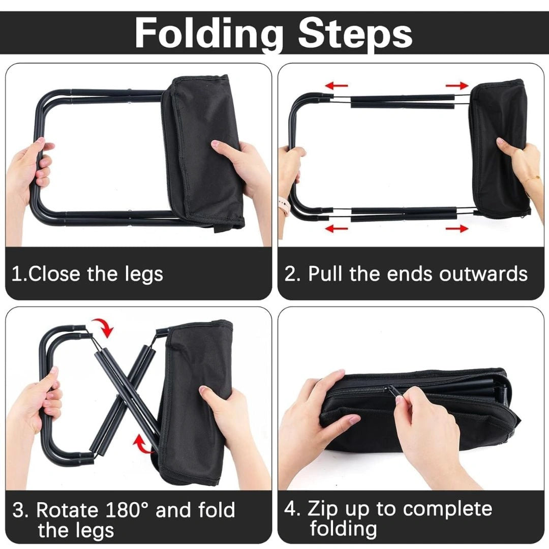 Stool folded flat inside carry bag